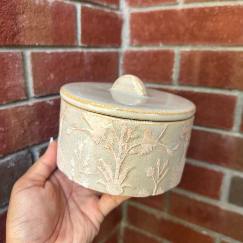 TARGET THRESHOLD STUDIO MCGEE FLORAL CERAMIC CANISTER 1CT